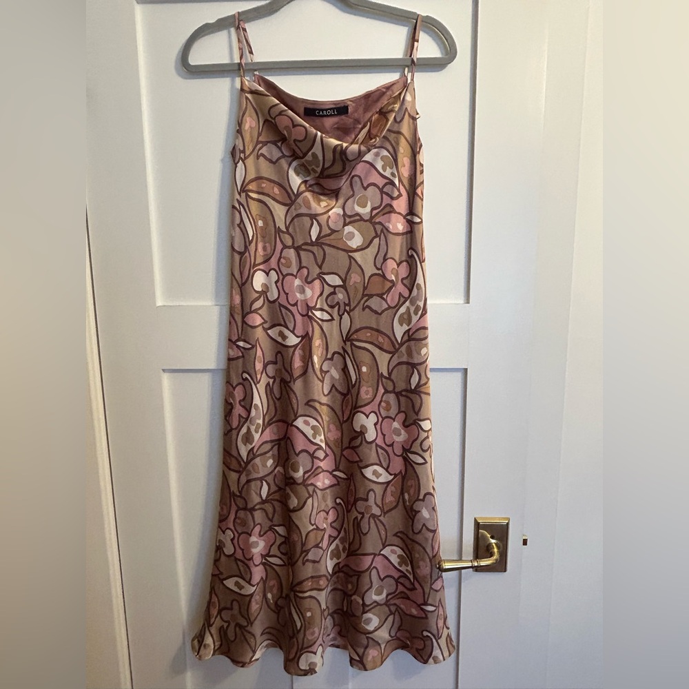 Cabool Pink Floral Cowl Midi Dress